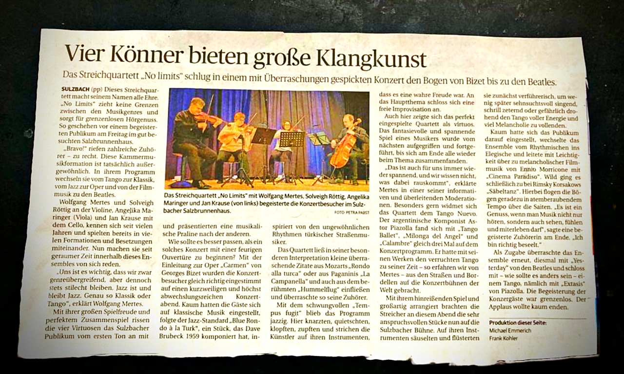 no limits quartett saarbrücker zeitung 31.01.2023